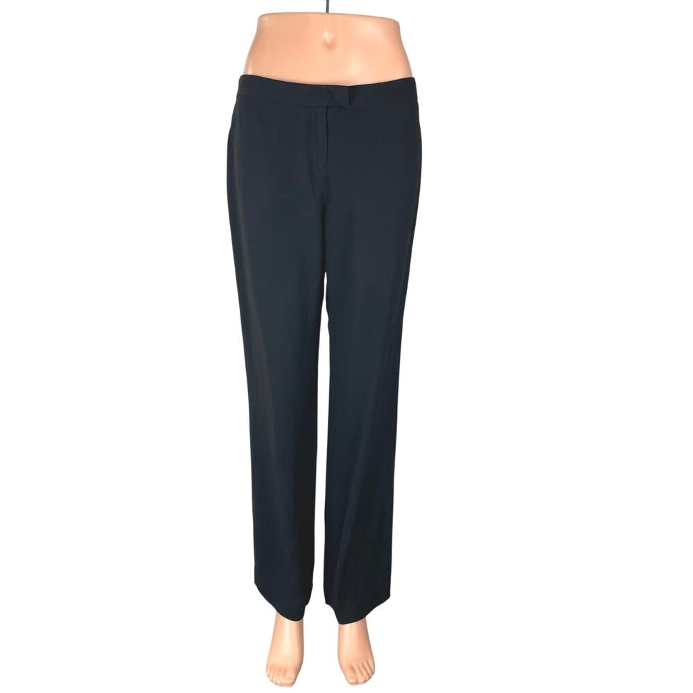 Les Copains Black High Rise Straight Palazzo Wide Leg Trousers Dress Pants Sz M